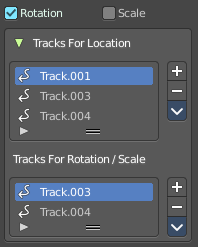 Tracks for Rotation/Scale