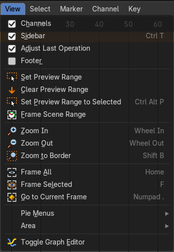 Dopesheet Editor - View Menu