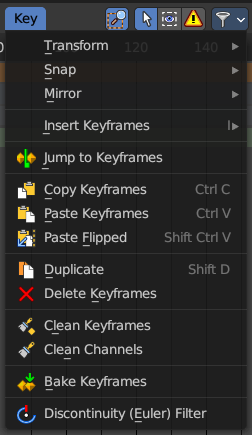 Dopesheet Editor - Key Menu