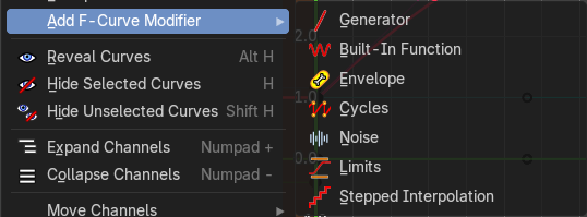 Add F-Curve Modifier submenu