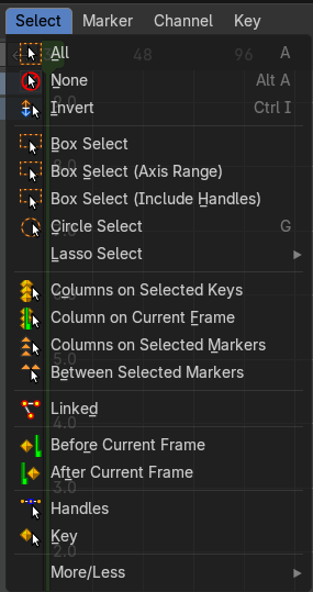 Graph Editor - Select Menu