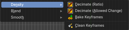 Density submenu
