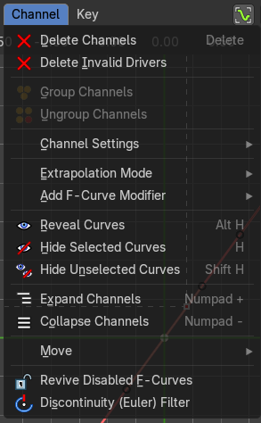 Drivers Editor - Channel Menu