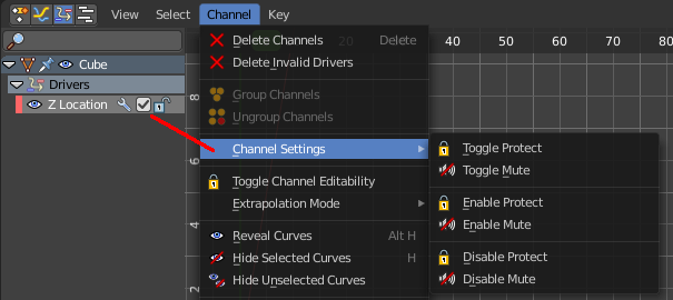 Channel Settings submenu