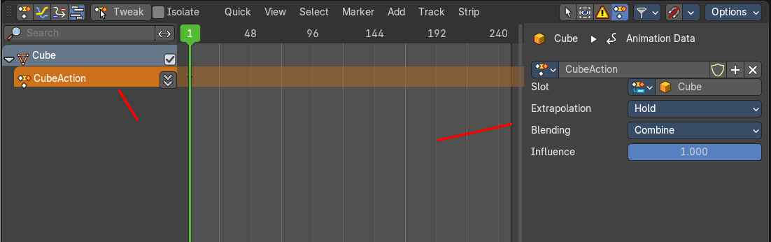 NLA Editor - Sidebar - Animation Data panel