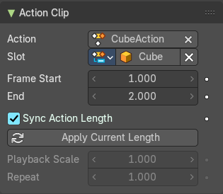 Action Clip panel
