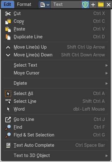 Header - Edit Menu