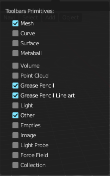 Toolbars Primitives