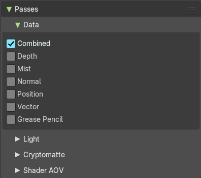 Passes panel - EEVEE