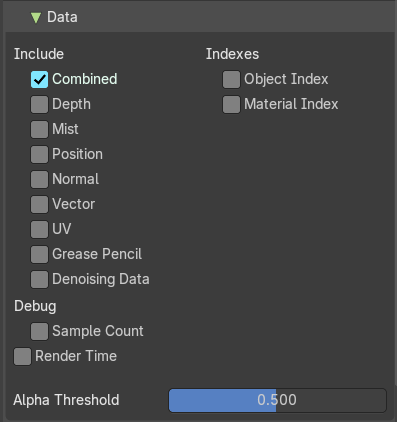 Data subpanel