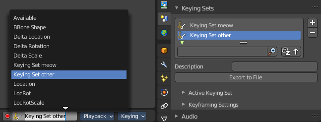 Keying Sets Panel