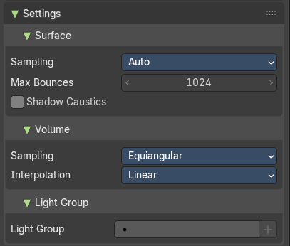 Cycles - Settings Panel
