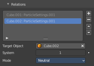 Relations subpanel