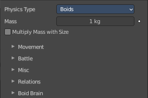 Physics Panel - Physics type Boid