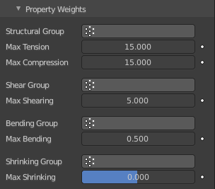 Property Weights subpanel