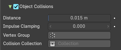 Object Collisions sub subpanel