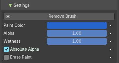 Brush - Settings subpanel