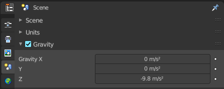 Using Scene Gravity X, Y , Z