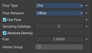 Flow - Settings subpanel - Flow Type Fire