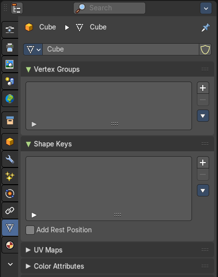 Properties Editor - Object Data Tab