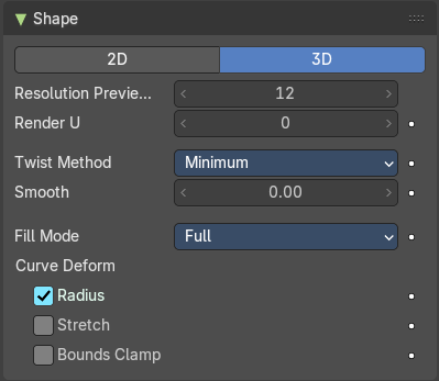 Shape panel