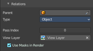 Layers panel - Relations subpanel