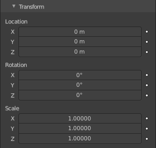 Layers panel - Transform subpanel