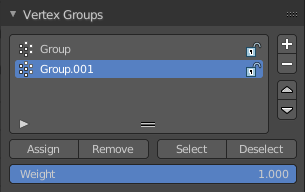 Vertex groups panel