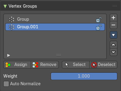 Vertex groups panel
