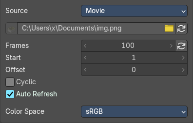 Source Type Movie + Image Sequence