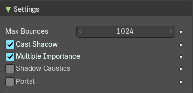 Settings panel