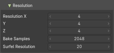 Resolution subpanel
