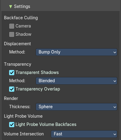 Settings Subpanel