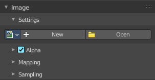 Image panel - Settings Subpanel