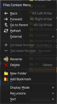 Files context menu