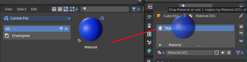 Drag & Drop of materials
