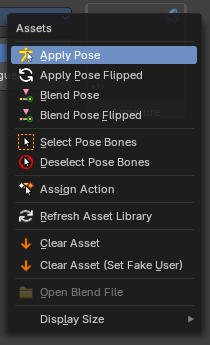 Pose Assets context menu