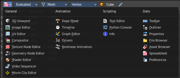 Editortype Menu
