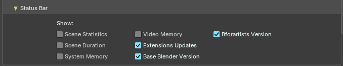 Status Bar subpanel