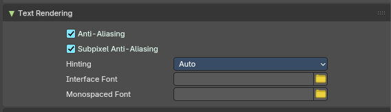 Text Rendering Panel