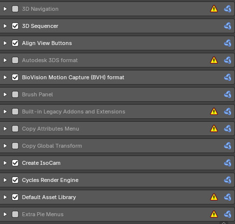 List of Addons