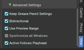 Advanced Settings Sub-Panel