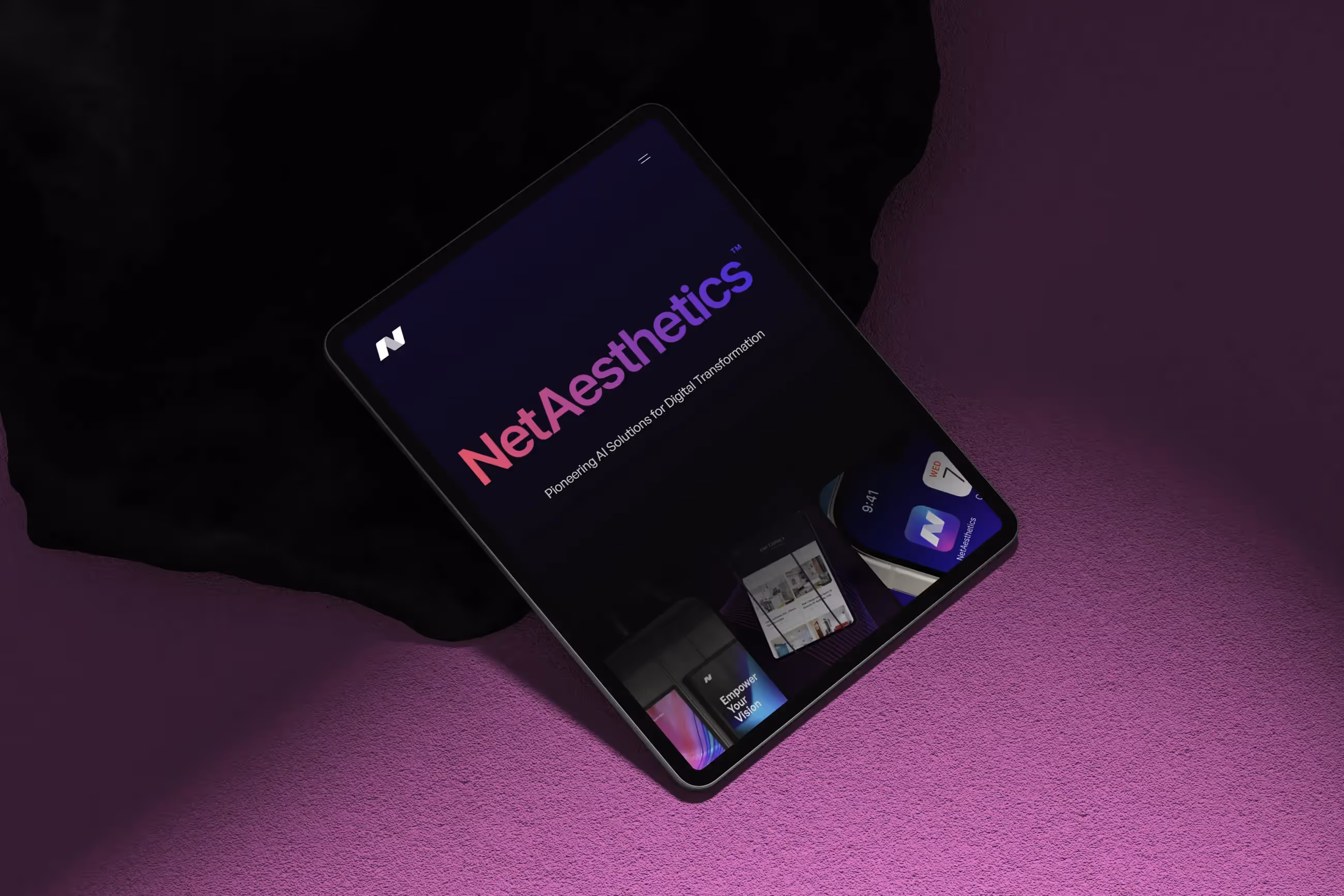 Mockup of NetAesthetics website on an iPad