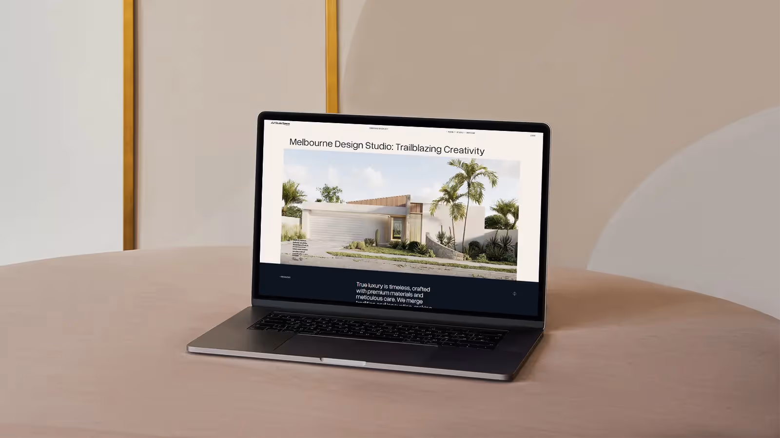 Mockup of a laptop showing Studiospace's website