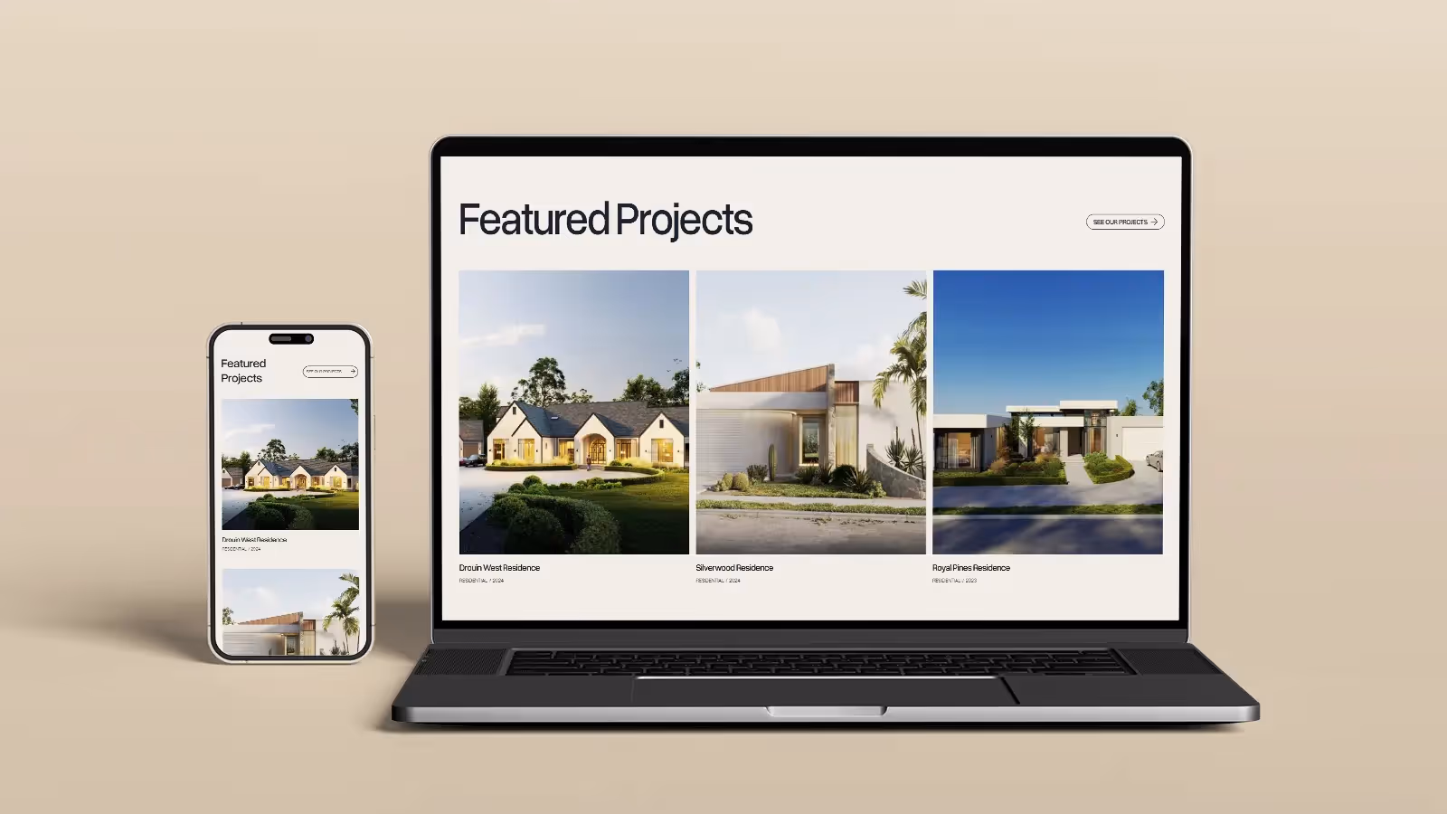 Mockup of a phone and laptop showing Studiospace's website