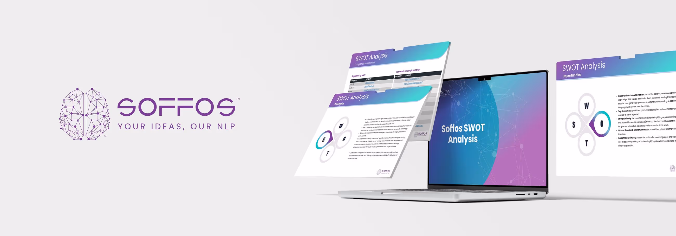 A mockup showing the website of Soffos