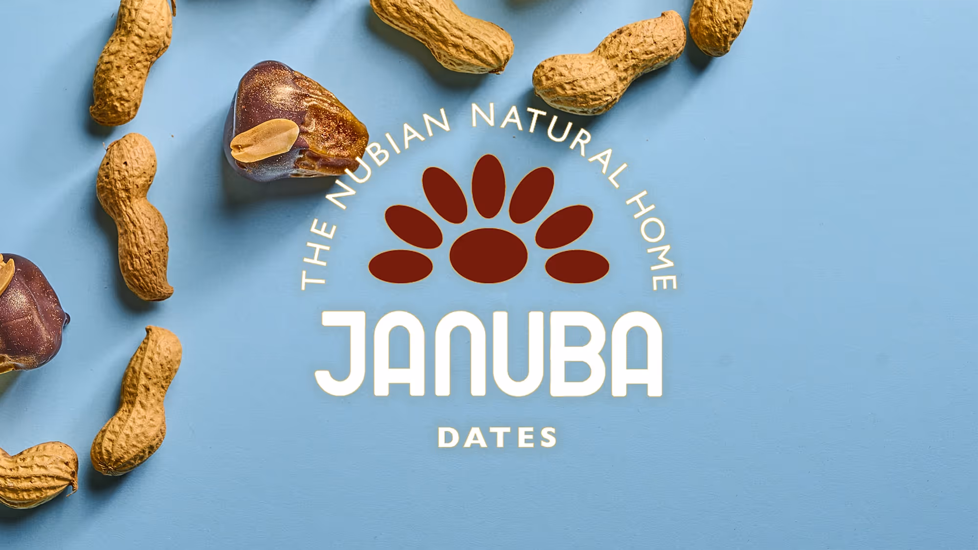 Photo of dates and peanuts with Januba's logo overlayed on top.