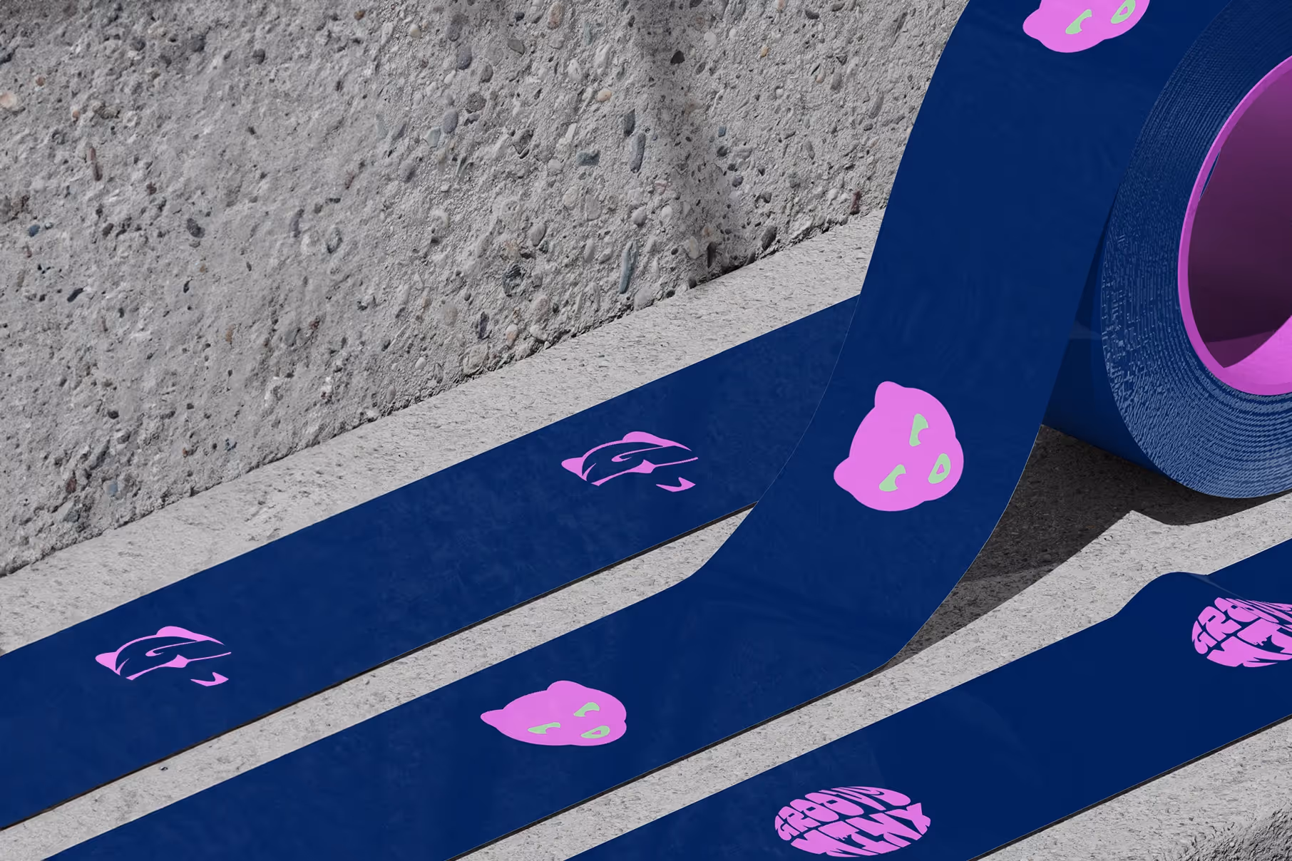 Mockup showing a Groovy Minx packing tape