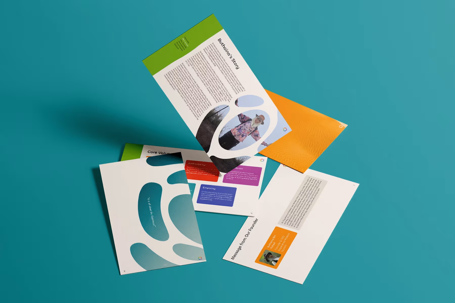 Mockup of a few pages of Experience Makers Tourism's company profile