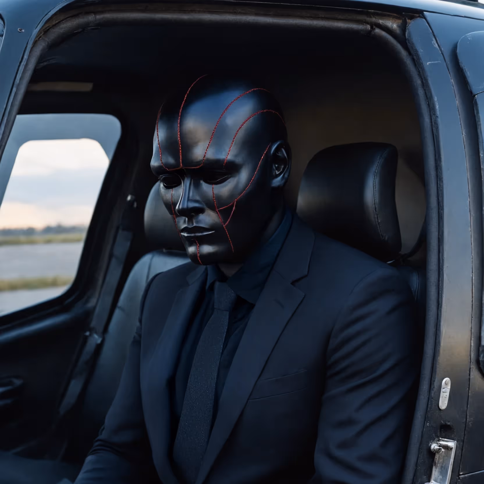 Photo of AI model Strategieoscure in a helicopter